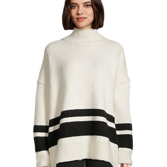 Women's Oversized Funnelneck Stripe Sweater Size M - Picture 10 of 11
